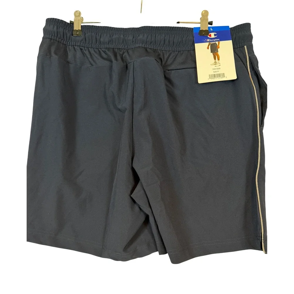 NWT Champion Mens Athletic Short Navy Blue Mesh Back Gym Training •L• Athleisure